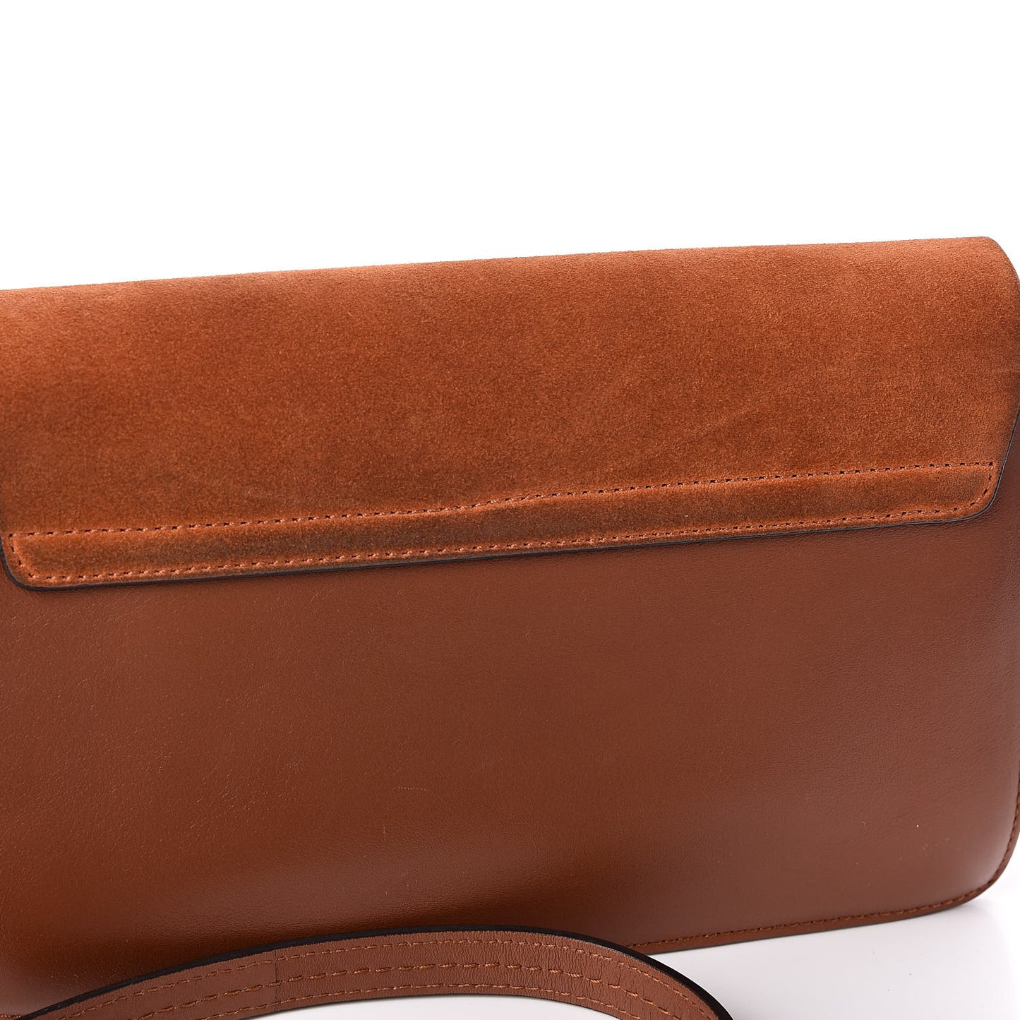 Suede Calfskin Small Faye Shoulder Bag Tobacco
