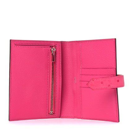 Hermes Ostrich Bearn Compact Wallet Rose Tyrien 5 of 9
