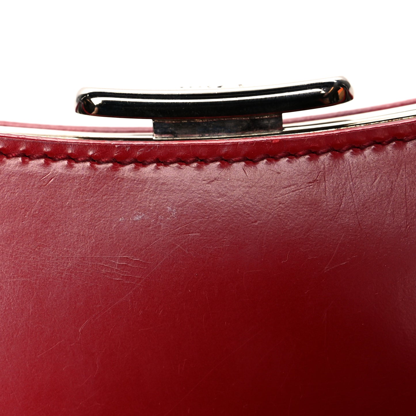 Glazed Calfskin Bondage Wristlet Clutch Rouge