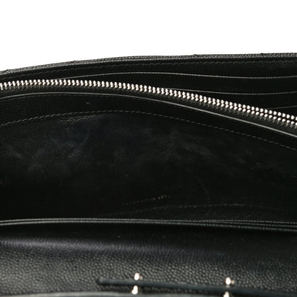 Saint Laurent Grain De Poudre Matelasse Chevron Monogram Chain Wallet Black 15 of 21