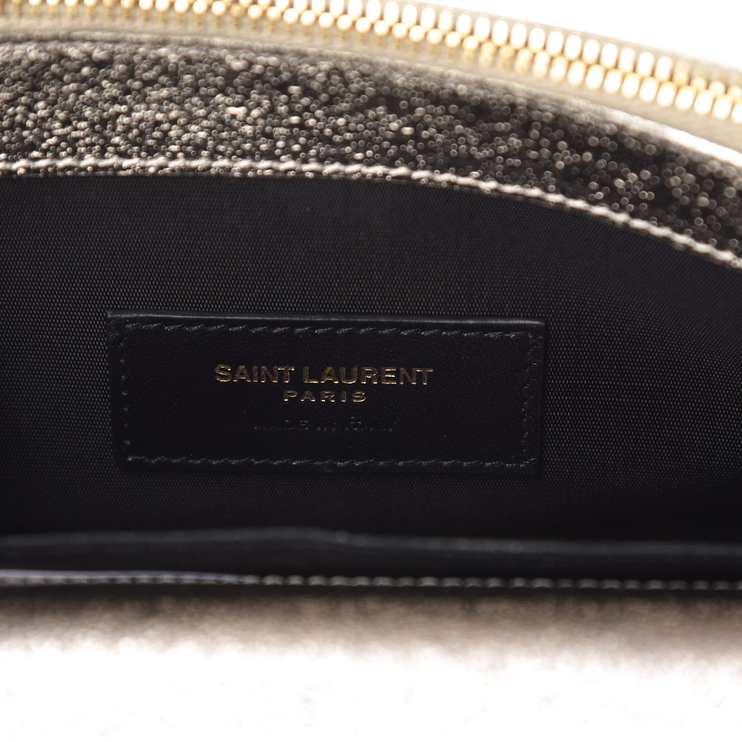 Saint Laurent Metallic Crackled Calfskin Matelasse Chevron Monogram Envelope Chain Wallet Gold 6 of 8
