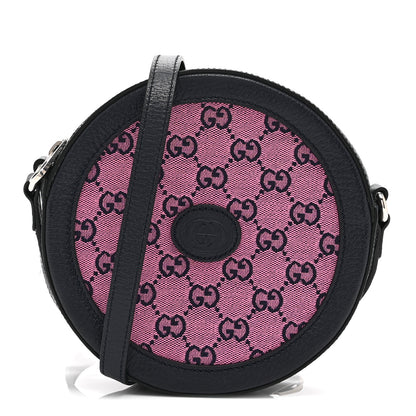 Gucci Monogram Multicolor Textured Calfskin Retro Interlocking G Round Shoulder Bag Pink Blue 1 of 11