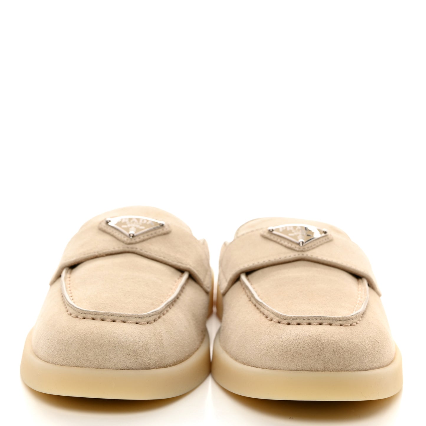 Suede Metal Triangle Logo Saint Tropez 25mm Loafer Mules 36.5 Talco