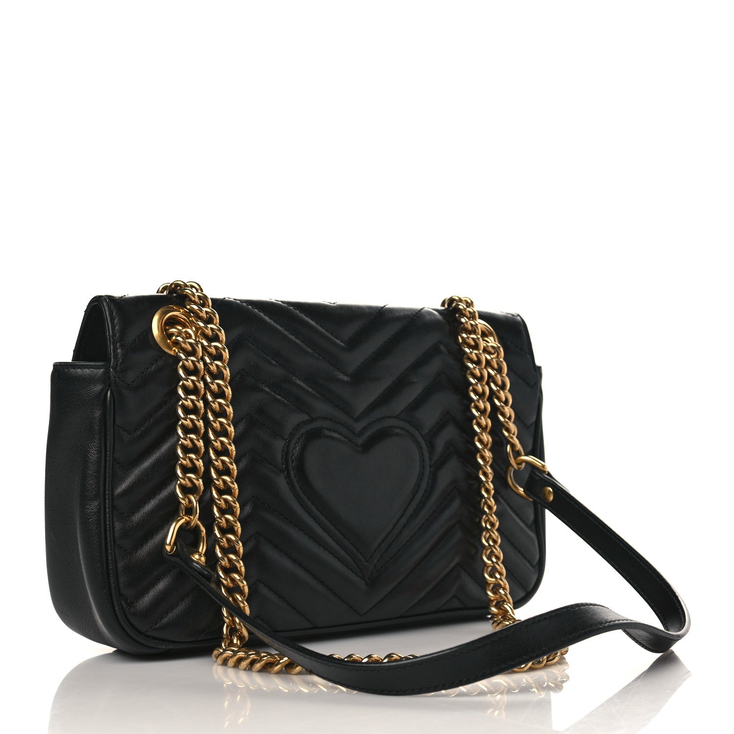 Gucci Calfskin Matelasse Small GG Marmont Shoulder Bag Black 3 of 9