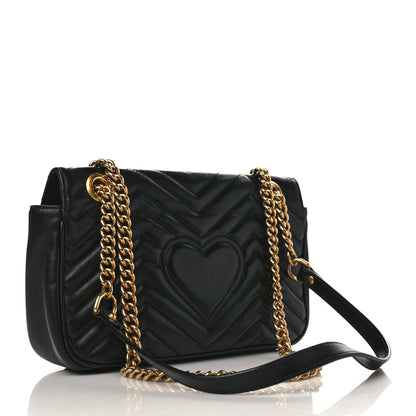 Gucci Calfskin Matelasse Small GG Marmont Shoulder Bag Black 3 of 9