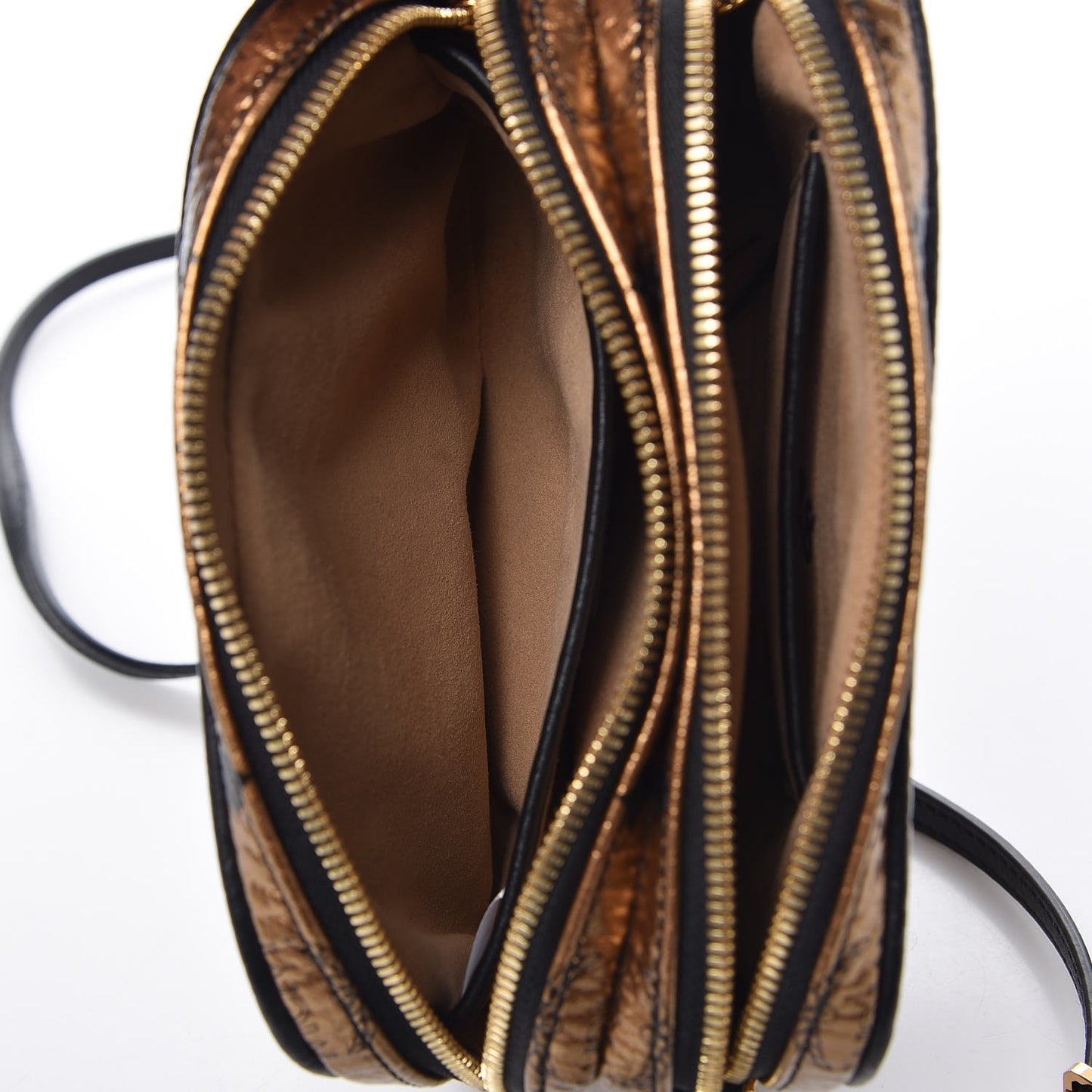 Metallic Visetos Camera Crossbody Bag Gold