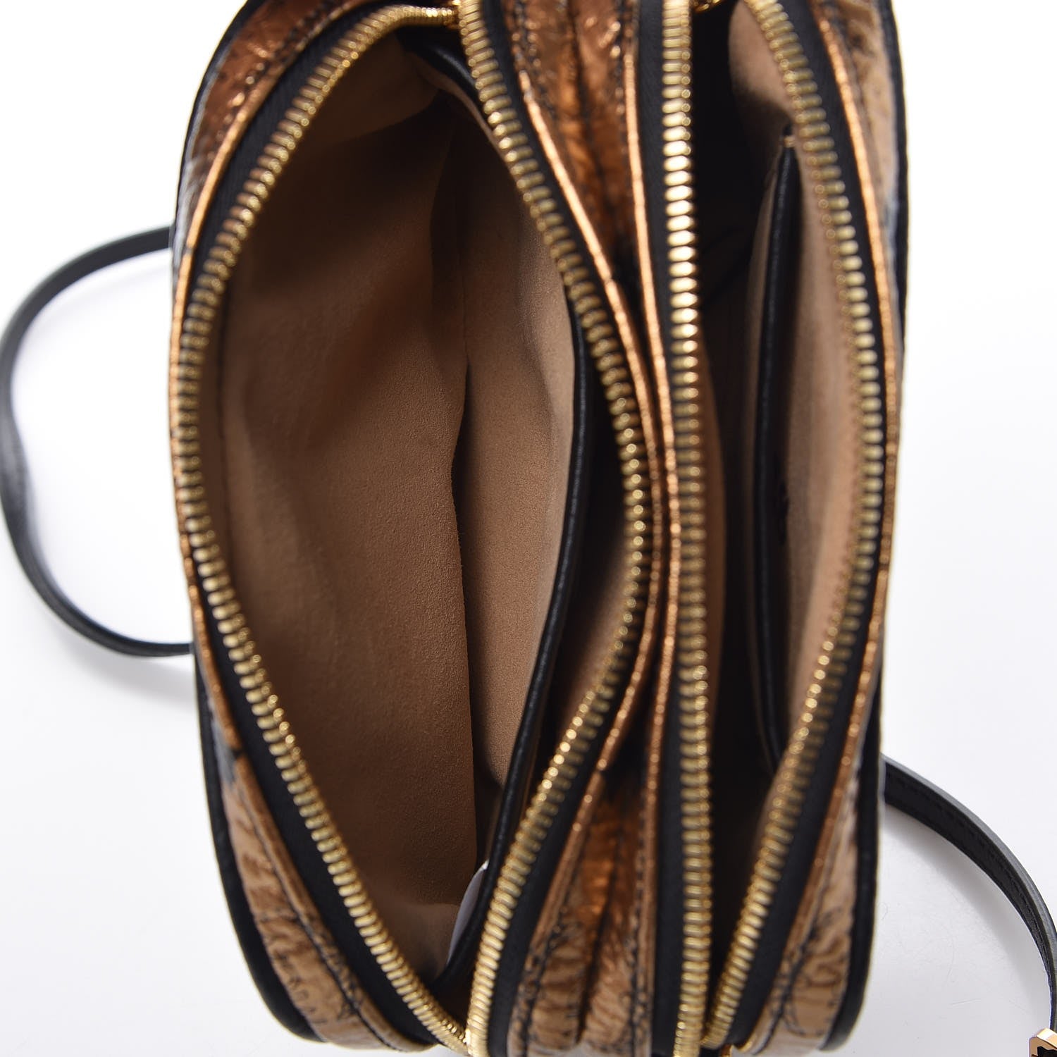 MCM Metallic Visetos Camera Crossbody Bag Gold 6 of 9