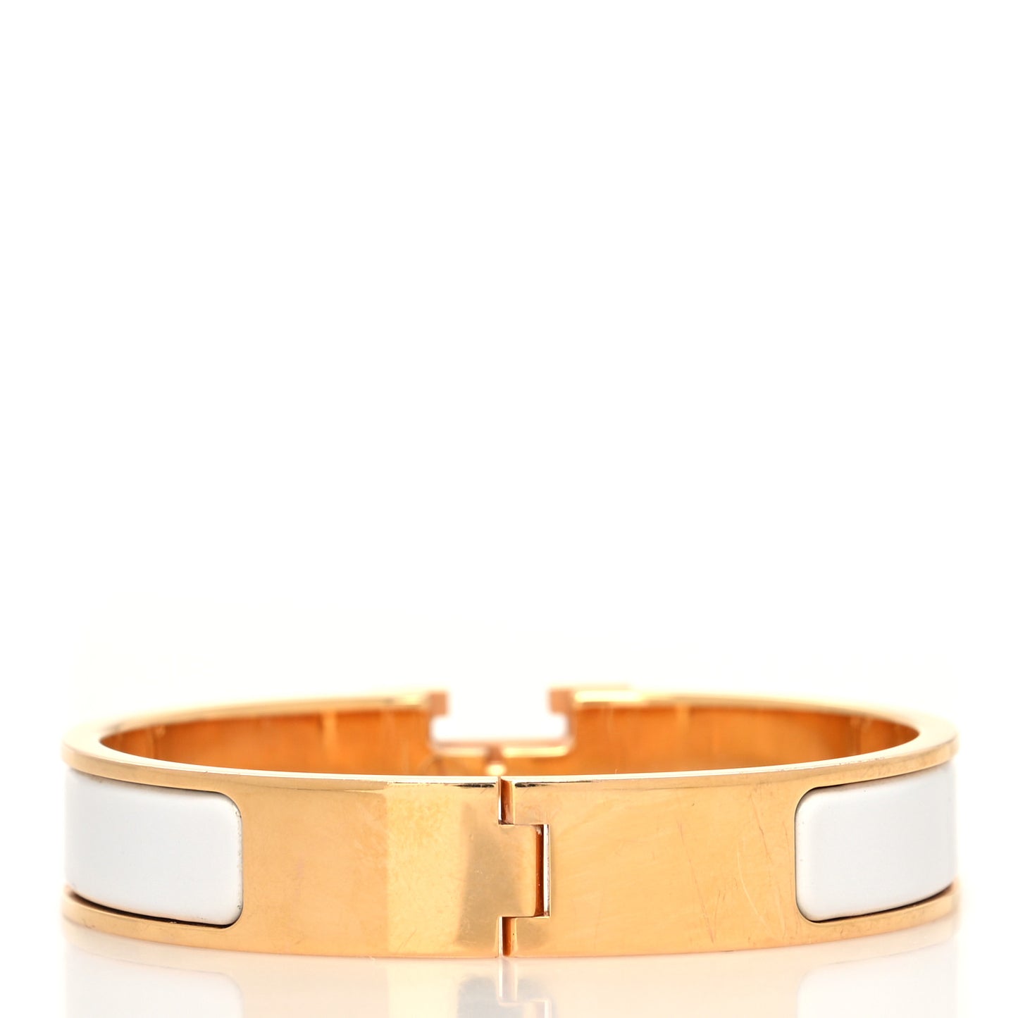 Enamel Narrow Clic Clac H Bracelet PM White