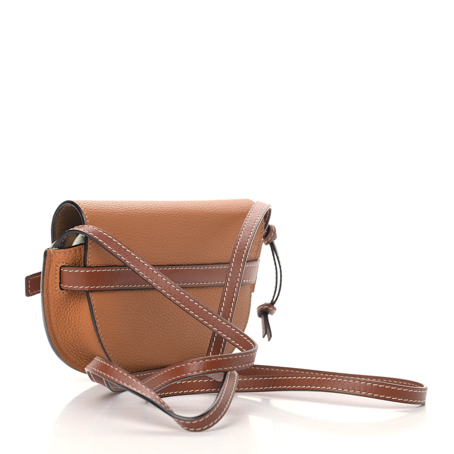 Grained Calfskin Mini Gate Crossbody Bag Caramel Pecan