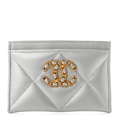 Chanel Metallic Goatskin Quilted 19 Card Holder Silver 1 of 8
