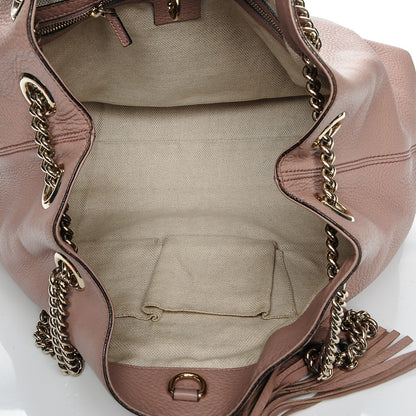 Gucci Pebbled Calfskin Medium Soho Chain Shoulder Bag Dark Cipria 5 of 6