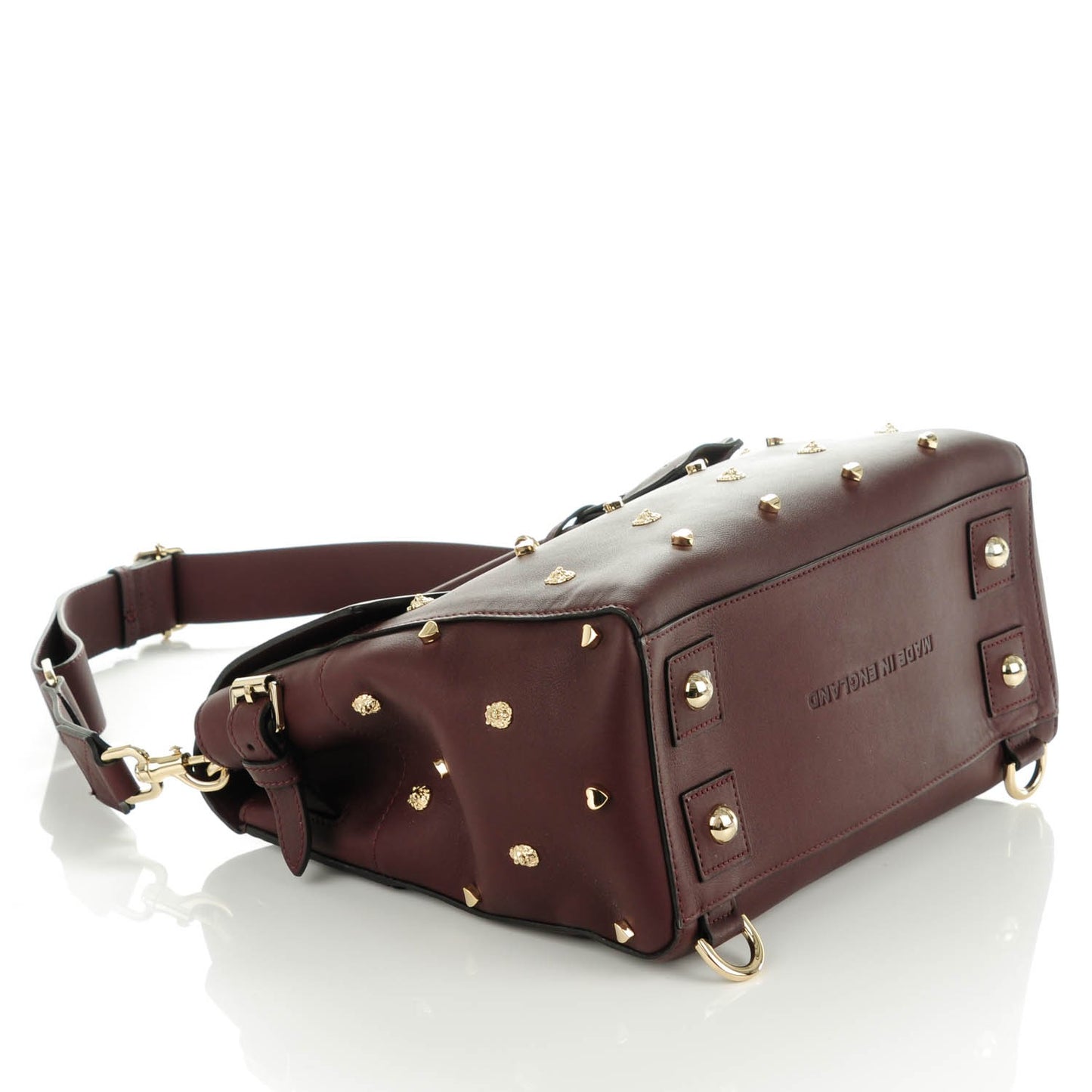 Calfskin Studded Medium Cara Delevingne Convertible Satchel Oxblood