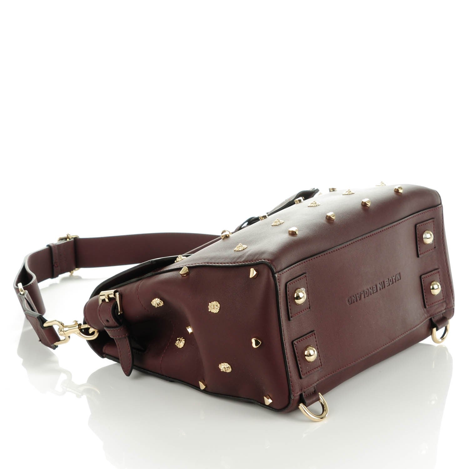 Mulberry Calfskin Studded Medium Cara Delevingne Convertible Satchel Oxblood 4 of 7