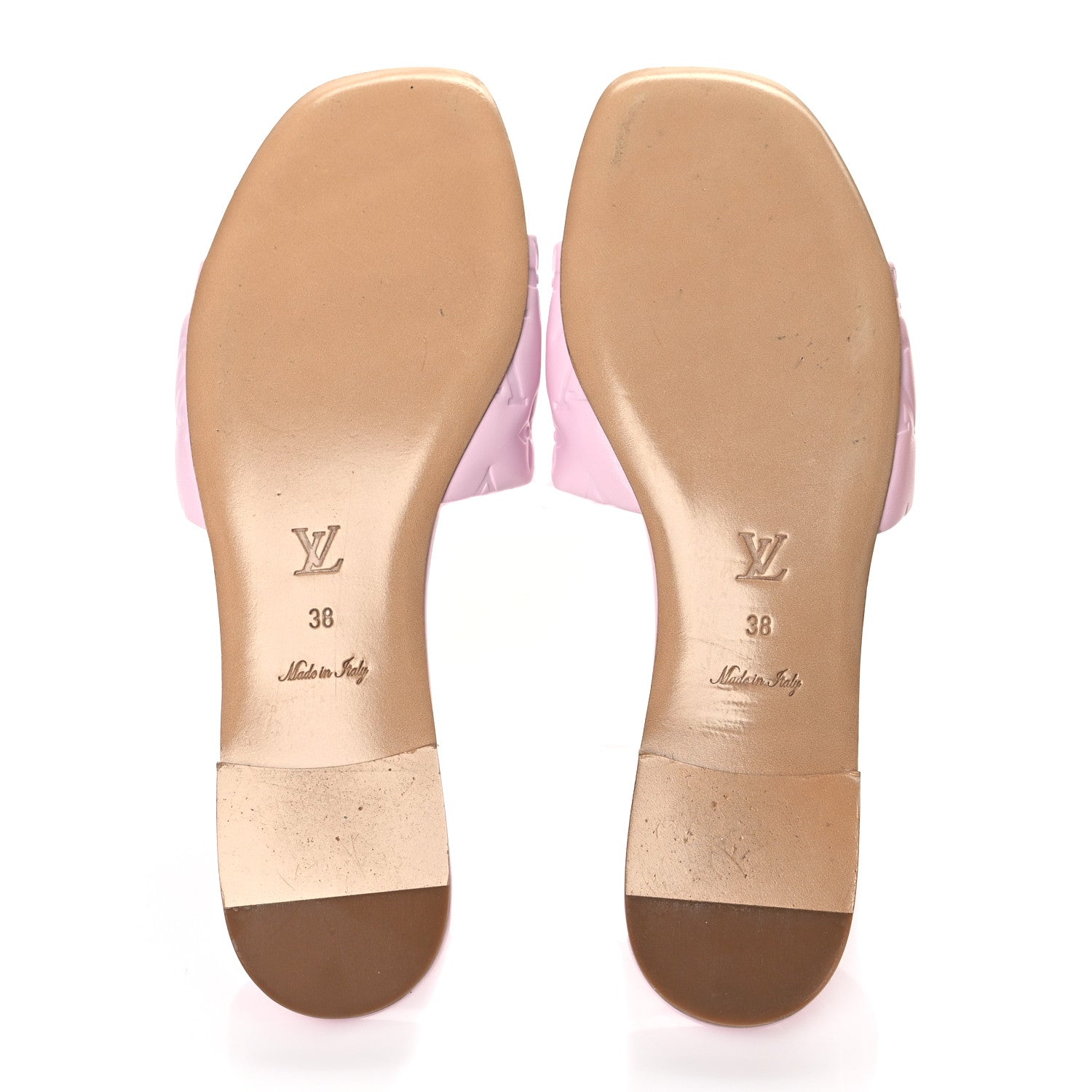Louis Vuitton Lambskin Embossed Monogram Revival Flat Mules 38 Light Pink 5 of 9