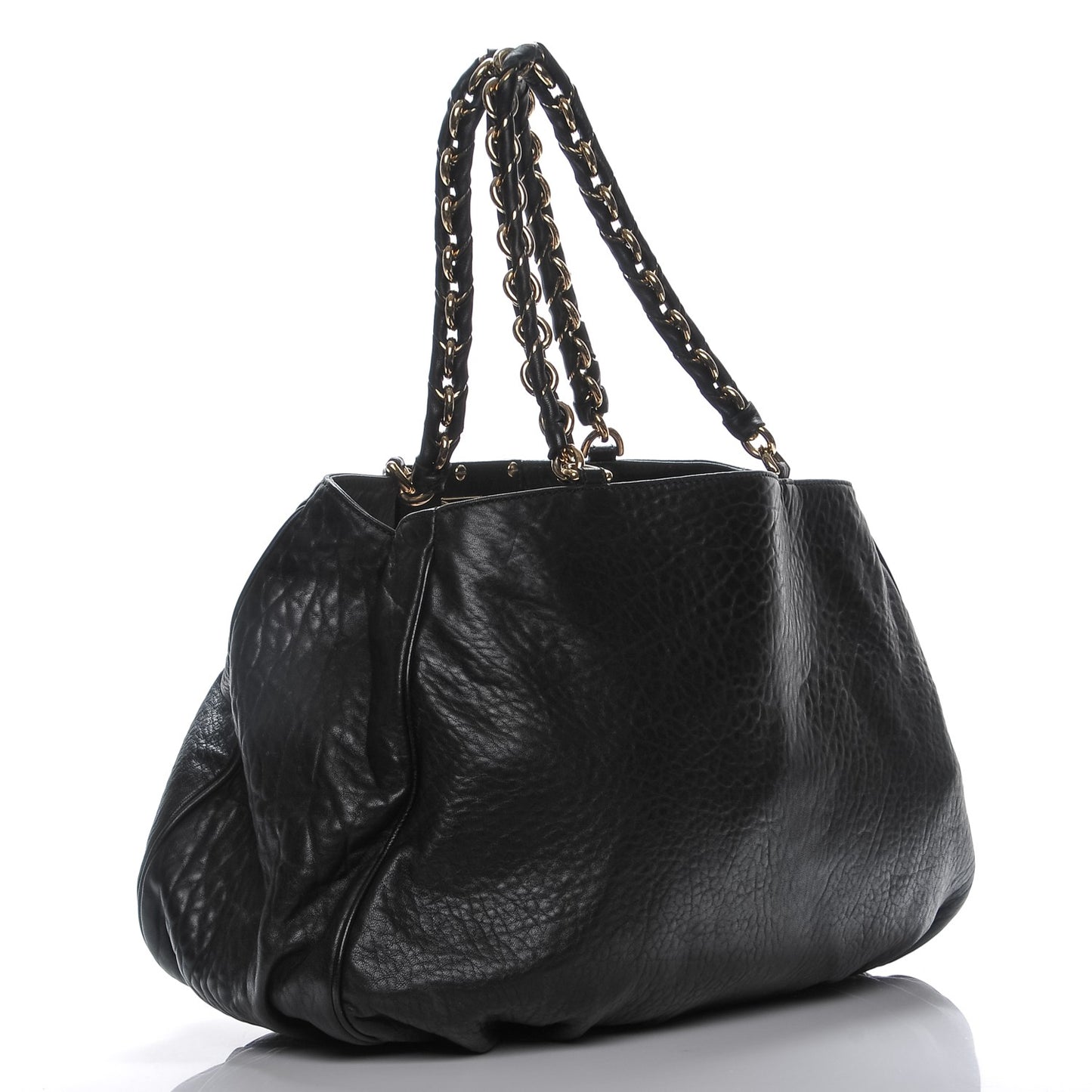 Crinkled Lambskin Mia Tote Black