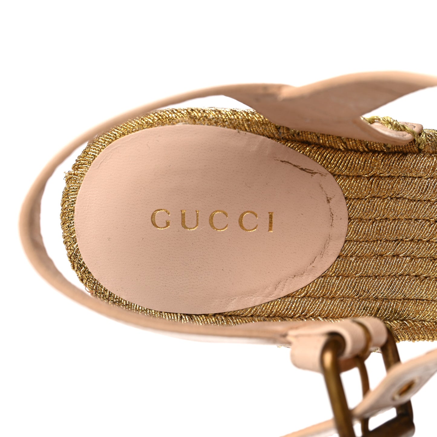 Malaga Kid Lifford Calfskin GG Espadrille Wedge Sandals 38 Skin Rose Dusty White