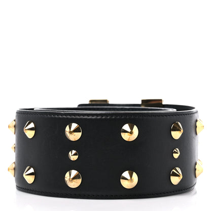 Louis Vuitton Calfskin LV Initiales Clous Belt 75 30 Black Gold 2 of 6