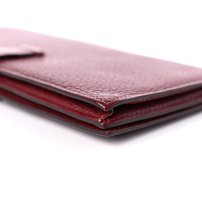 Hermes Chèvre Mysore Bearn Gusset Wallet Rouge H 10 of 16