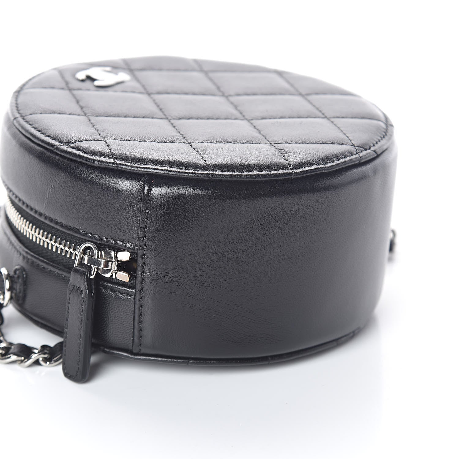 Chanel Lambskin Quilted Round Clutch With Chain Black 8 of 10