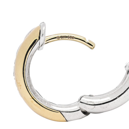 David Yurman Sterling Silver 18K Yellow Gold Diamond Mercer Huggie Hoop Earrings 5 of 5