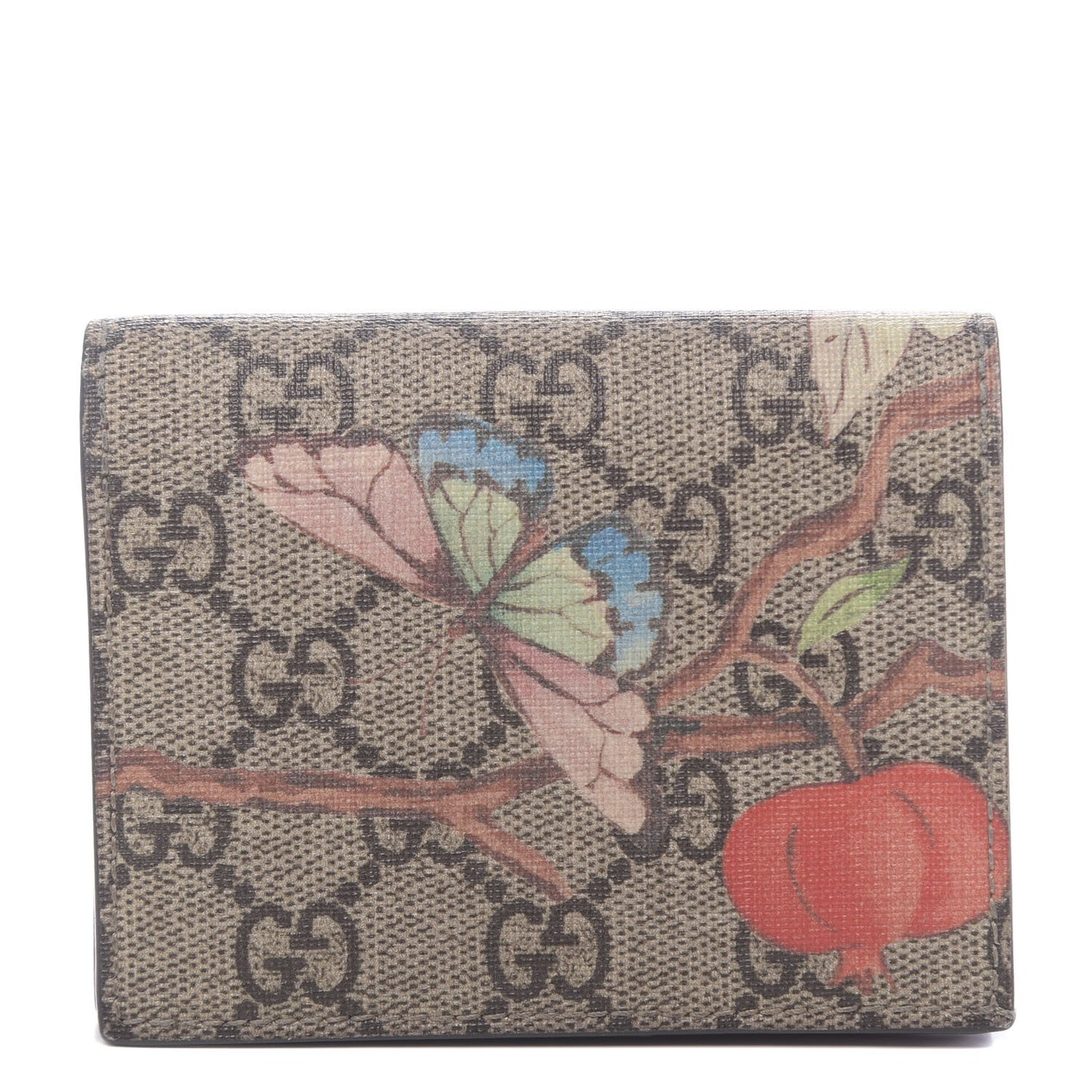 GG Supreme Monogram Tian Card Case Beige Multicolor Red