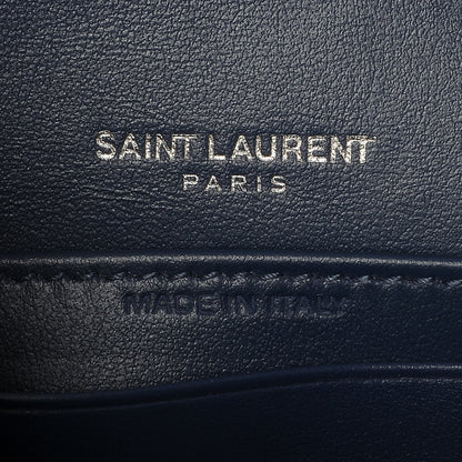Saint Laurent Calfskin Crocodile Embossed Monogram Sunset Chain Wallet Denim 7 of 8