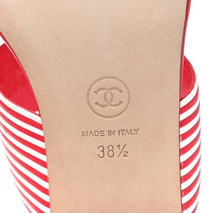 Chanel Lambskin Braided CC Sandals 38.5 White Red 6 of 10