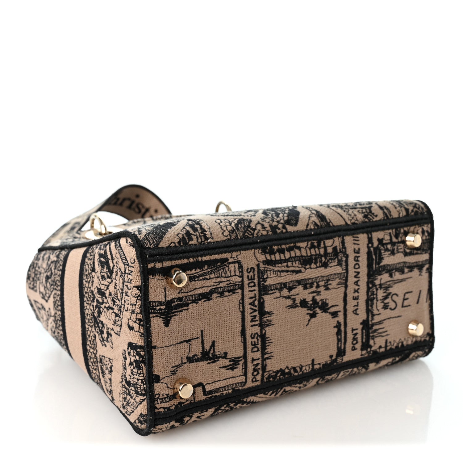 Christian Dior Canvas Embroidered Medium Plan de Paris Lady D-Lite Beige Black 3 of 9