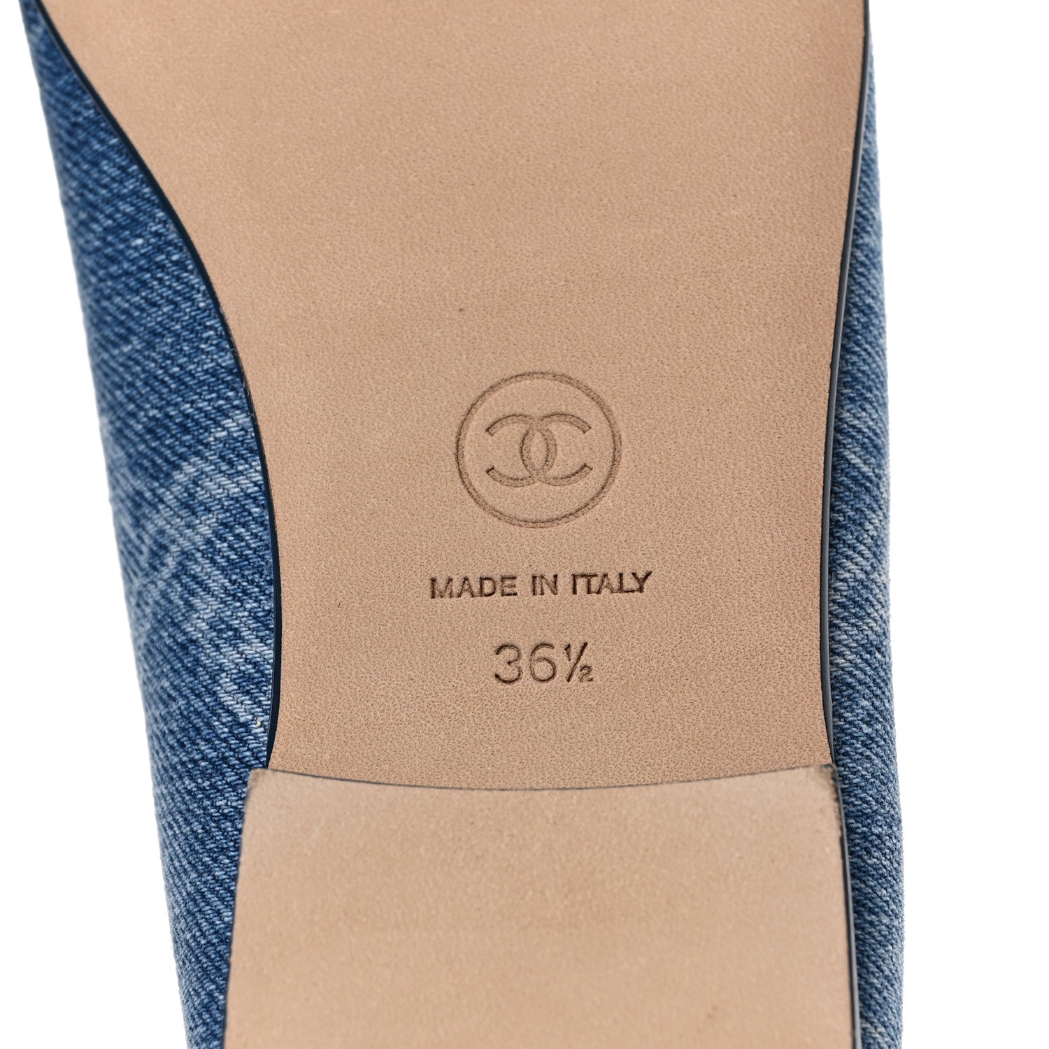 Chanel Denim Printed Cap Toe Ballerina Flats 36.5 Blue 6 of 9