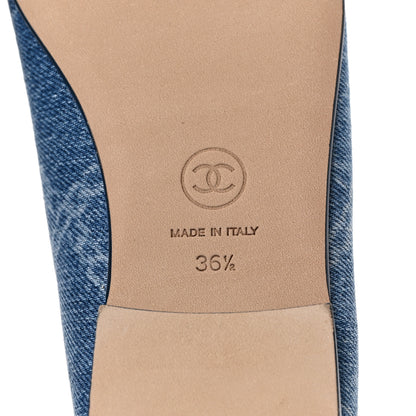 Chanel Denim Printed Cap Toe Ballerina Flats 36.5 Blue 6 of 9