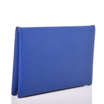 Hermes Epsom Calvi Card Case Bleu Royal 3 of 8