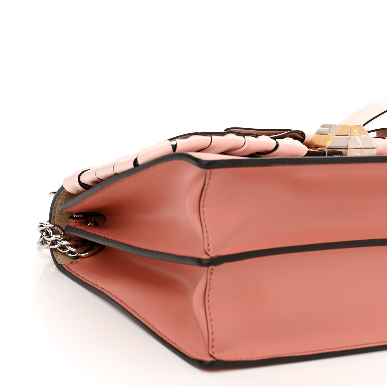 Fendi Vitello Liberty Shiny Nappa Lace Up Bow Kan I Shoulder Bag Macaron Confetto 9 of 11