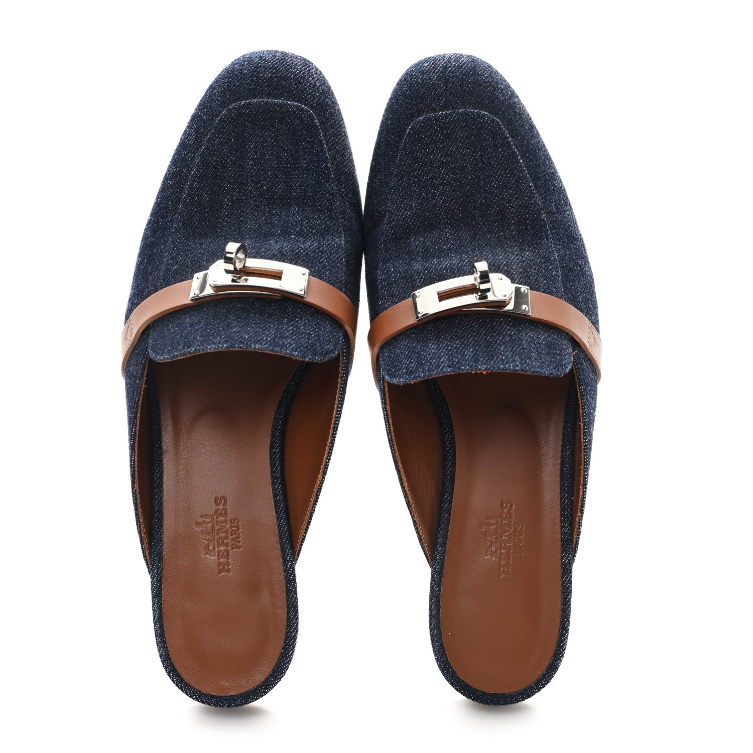 【HERMES】ジェーン 37 Hermes Calfskin Denim Oz Mules 37 Bleu Brut Gold 1793720
