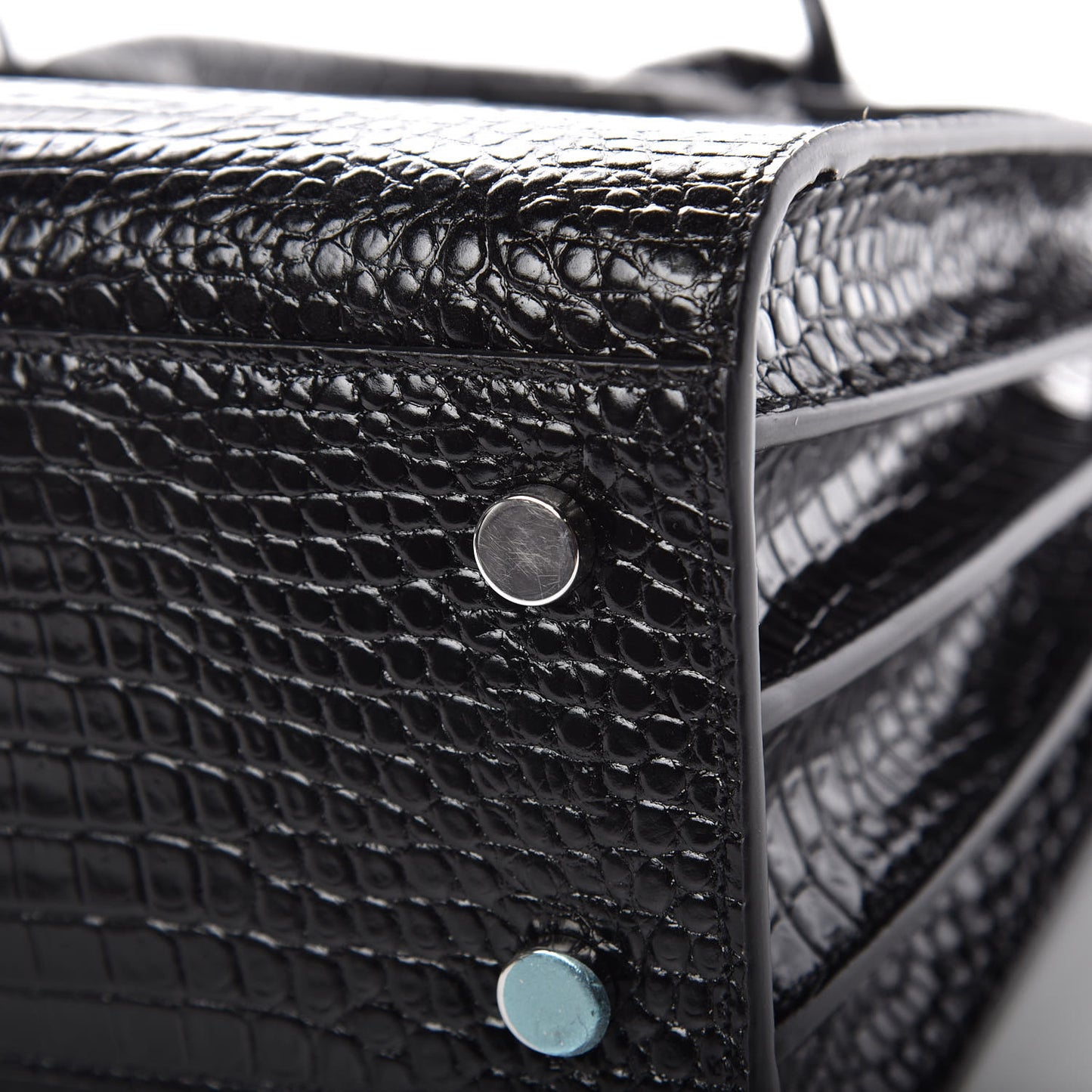 Calfskin Crocodile Embossed Baby Sac De Jour Black