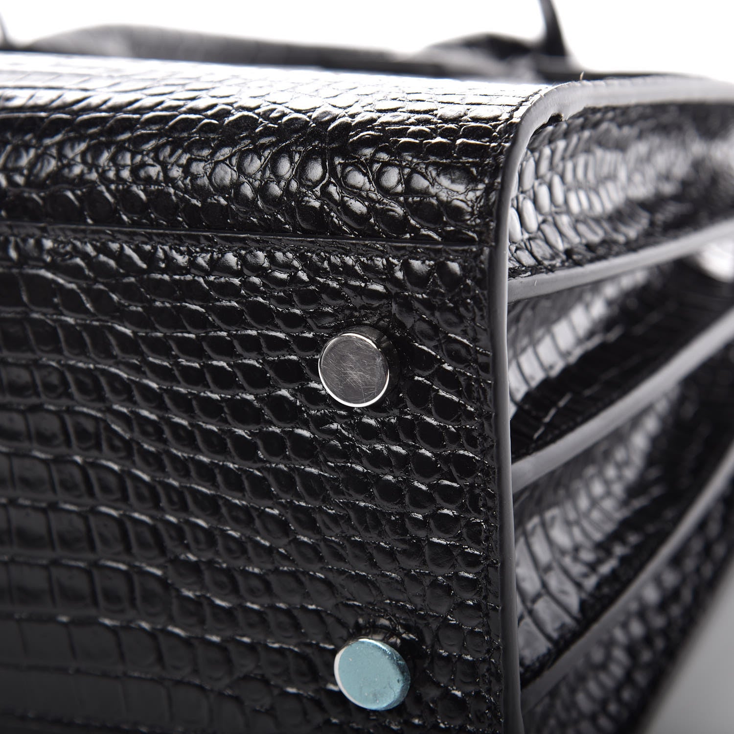 Saint Laurent Calfskin Crocodile Embossed Baby Sac De Jour Black 10 of 10