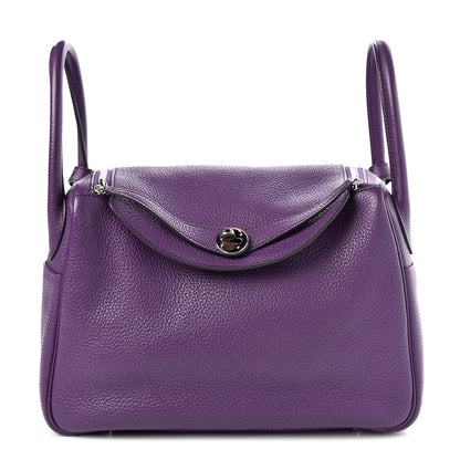 Hermes Taurillon Clemence Eclat Lindy 30 Ultraviolet Bleu Obscur 2 of 11