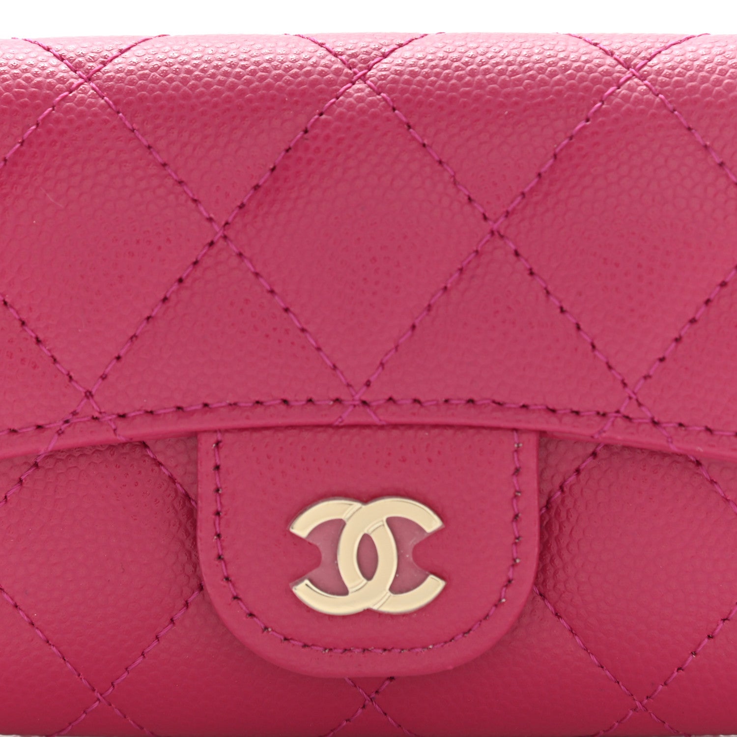 Chanel Caviar Quilted Flap Card Holder Wallet Fuchsia 9 of 12