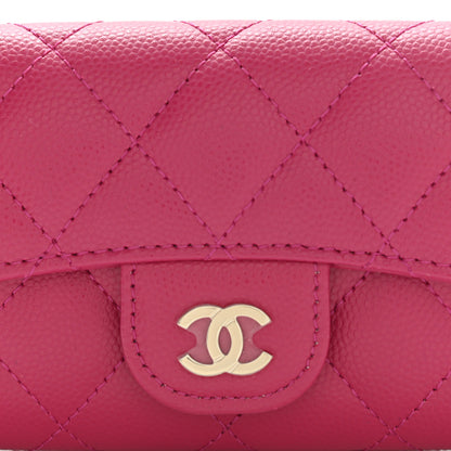 Chanel Caviar Quilted Flap Card Holder Wallet Fuchsia 9 of 12