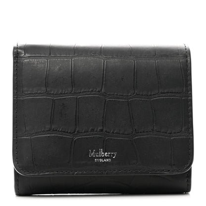 Mulberry Crocodile Embossed Calfskin Small French Continental Wallet Black 1 of 9