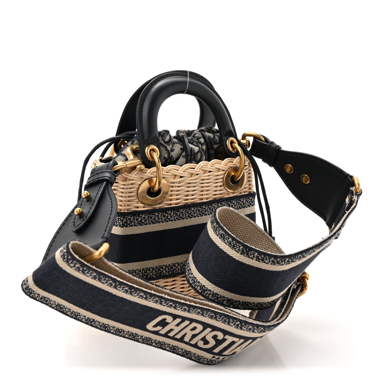 Christian Dior Wicker Oblique Mini Lady Dior Bag Blue 3 of 9