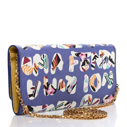 Fendi Glazed Fabric Vitello Elite Fendi Roma Chain Wallet Cassis Paglia 2 of 10