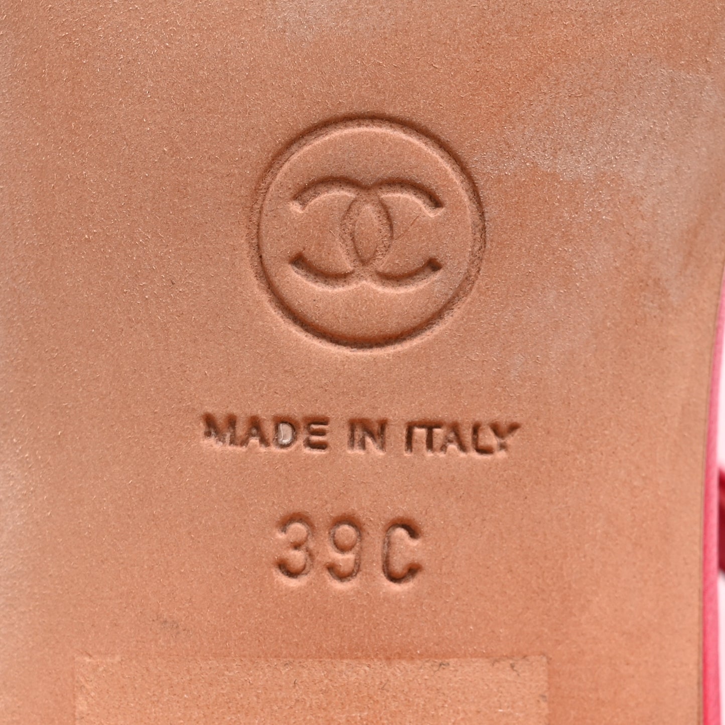 Lambskin Chain CC Logo Thong Sandals 39 Pink