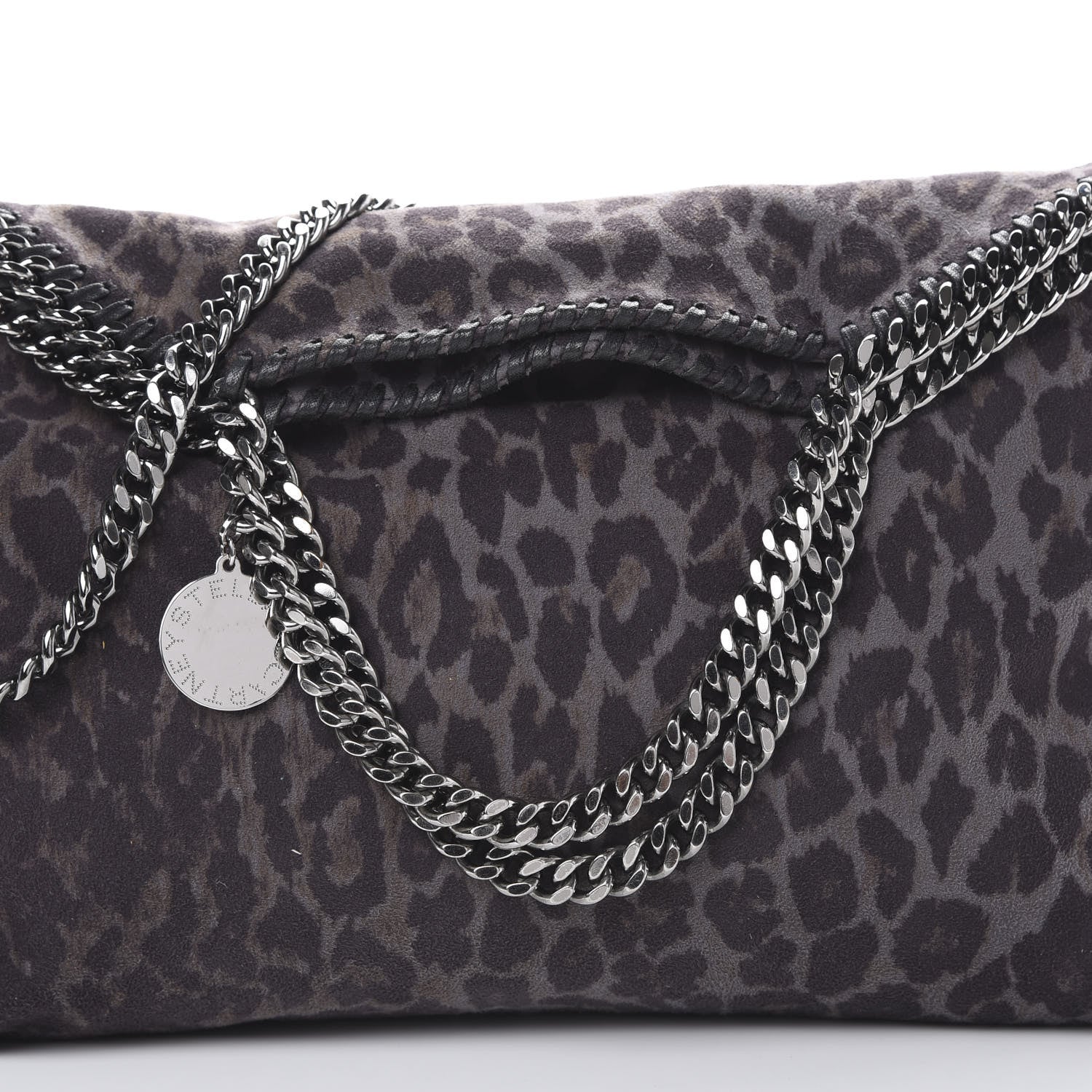 Stella McCartney Shaggy Deer Leopard Print Falabella Fold Over Tote Grey 7 of 11