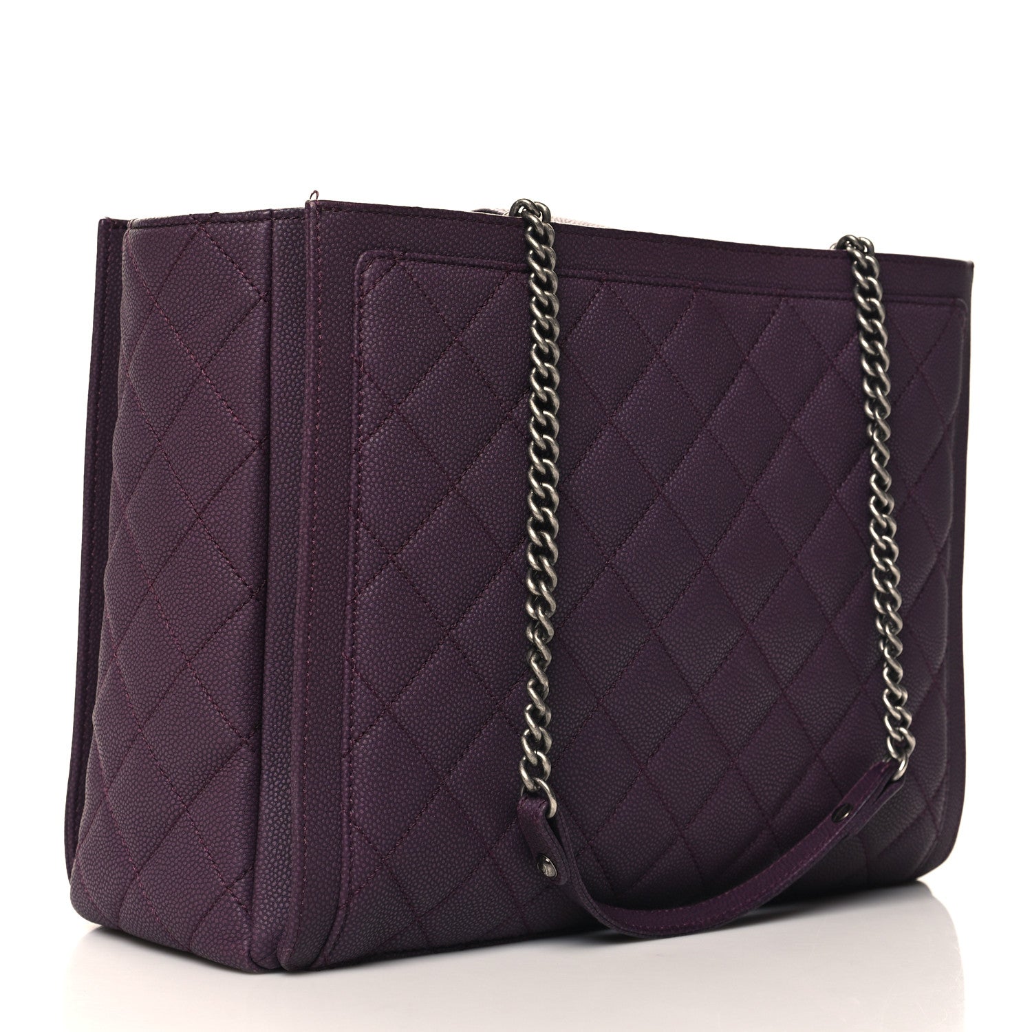 Chanel Washed Caviar Quilted Turn Around Ligne Tote Dark Purple 3 of 11