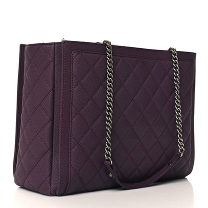 Chanel Washed Caviar Quilted Turn Around Ligne Tote Dark Purple 3 of 11