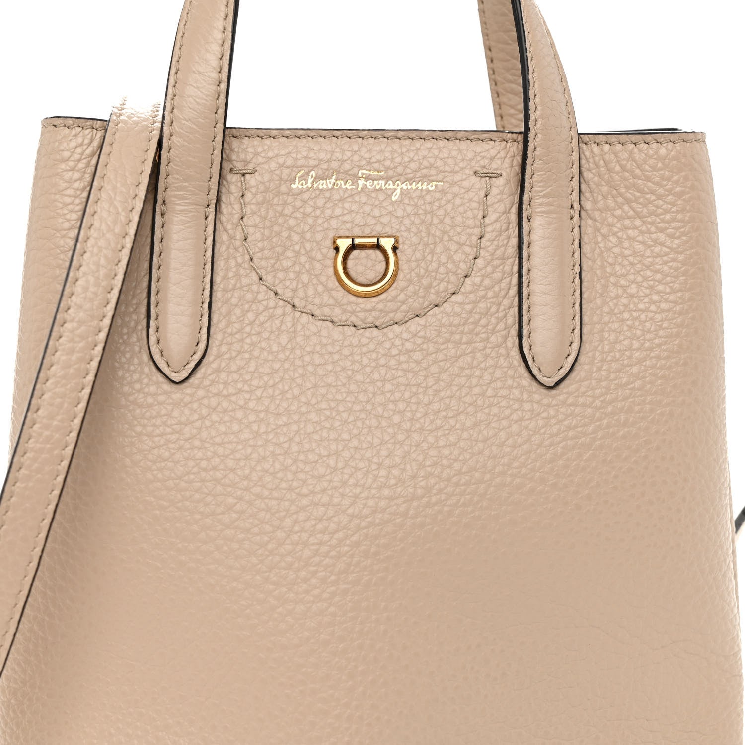 Salvatore Ferragamo Tumbled Calfskin Gancini Mini Bag Beige 7 of 9
