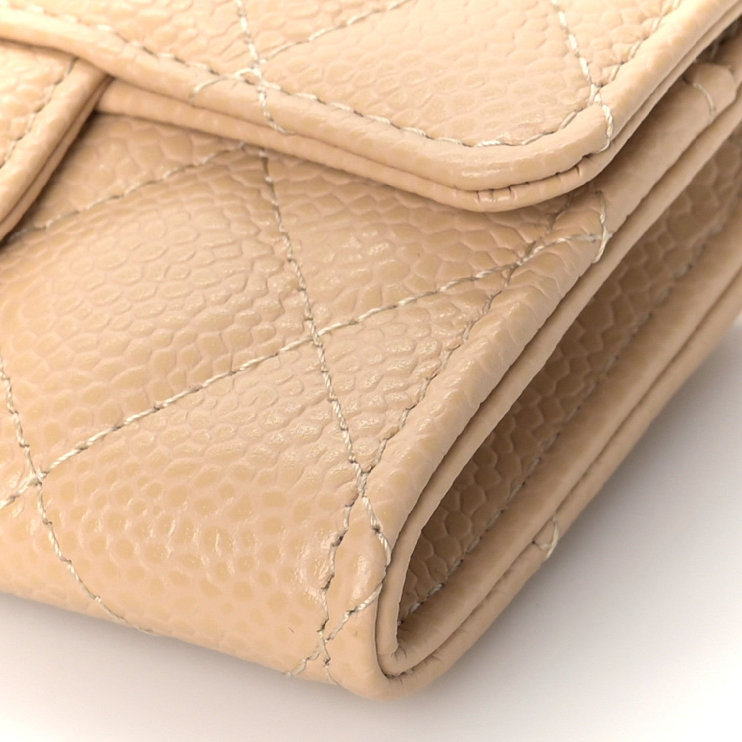 Chanel Caviar Quilted Flap Card Holder Wallet Beige 9 of 10