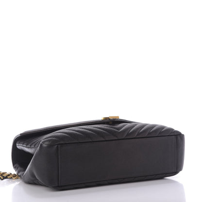 Saint Laurent Sheepskin Matelasse Chevron Monogram Large College Satchel Black 4 of 9
