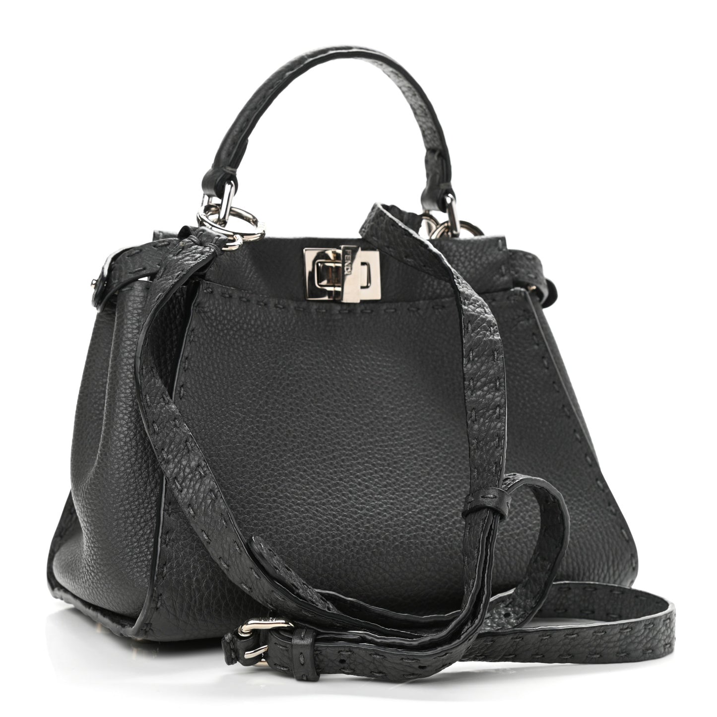 Cuoio Romano Selleria Bi-Color Mini Peekaboo Iconic Satchel Asfalto Latte