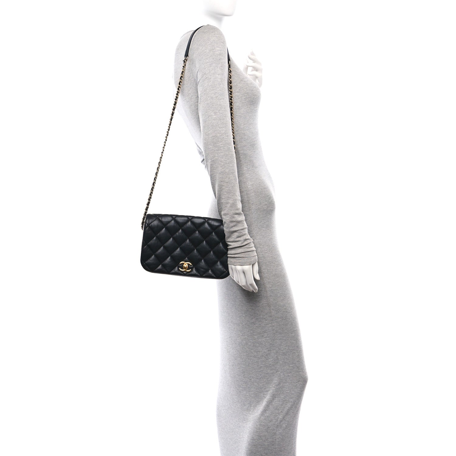 Chanel Calfskin Quilted Nailed CC Flap Bag Black 2 of 10
